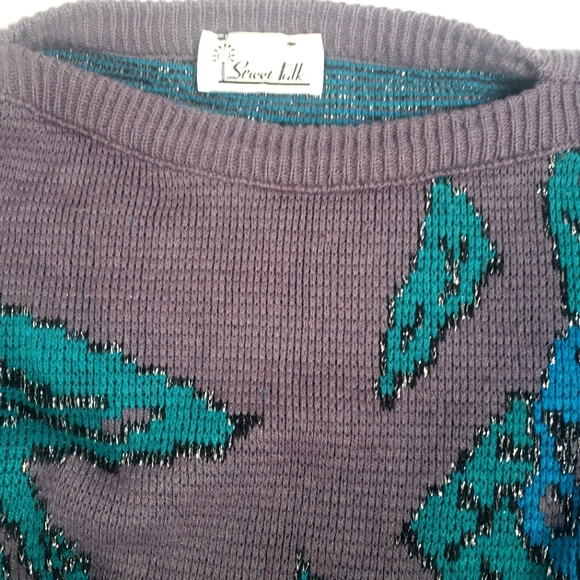 Vintage Knit Grey, Blue Green Sweater Size - Picture 9 of 9